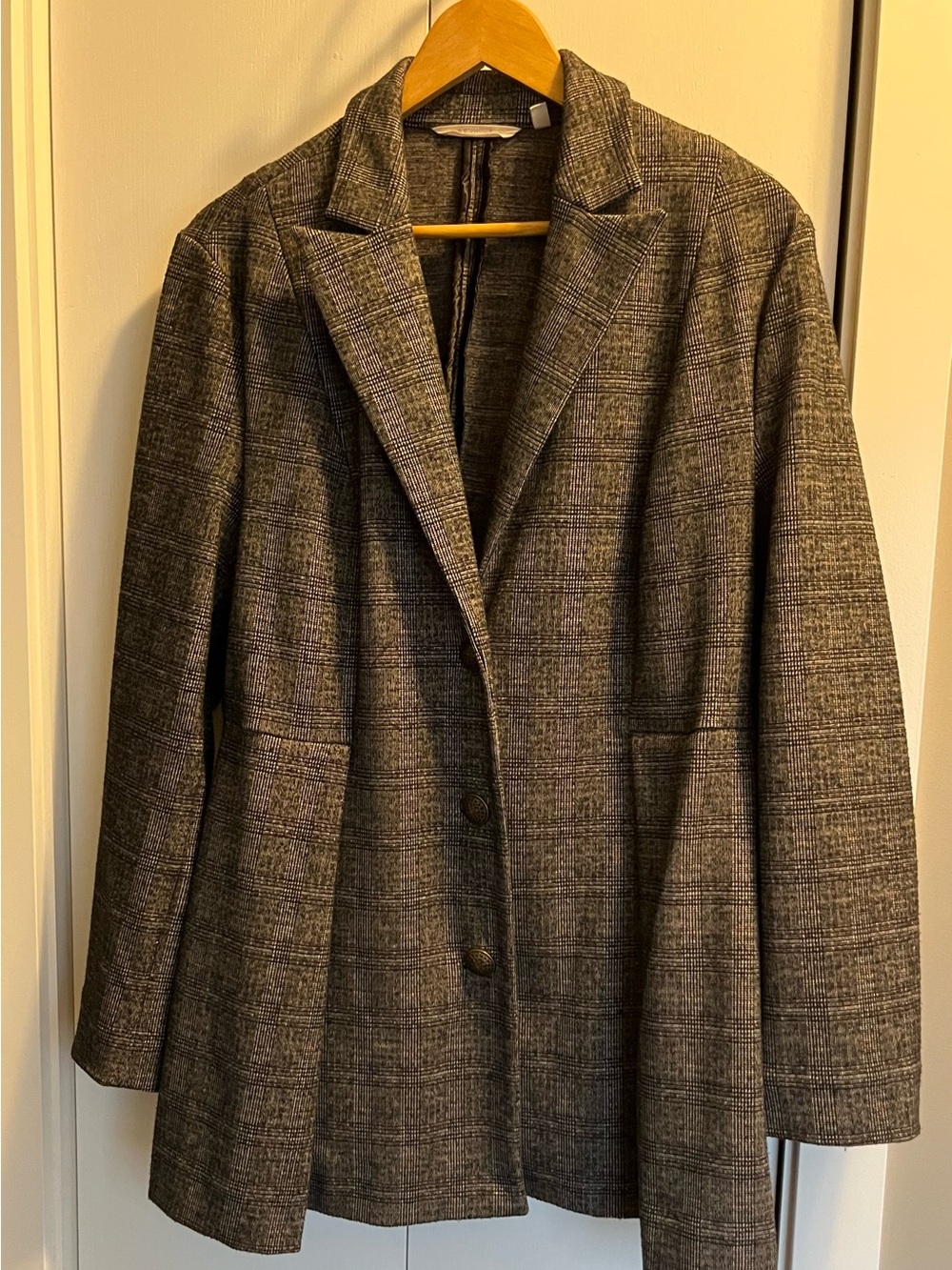 Soft Surroundings Classic Brown Plaid Women's Blazer Jacket